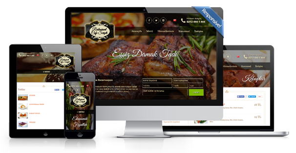 Mobil uyumlu Restaurant scripti ile müşterilerinize daha iyi hizmet sunabilir ve internetteki kimliğinizi yansıtabilirsiniz. Php Adisyon Scripti, Restaurant web