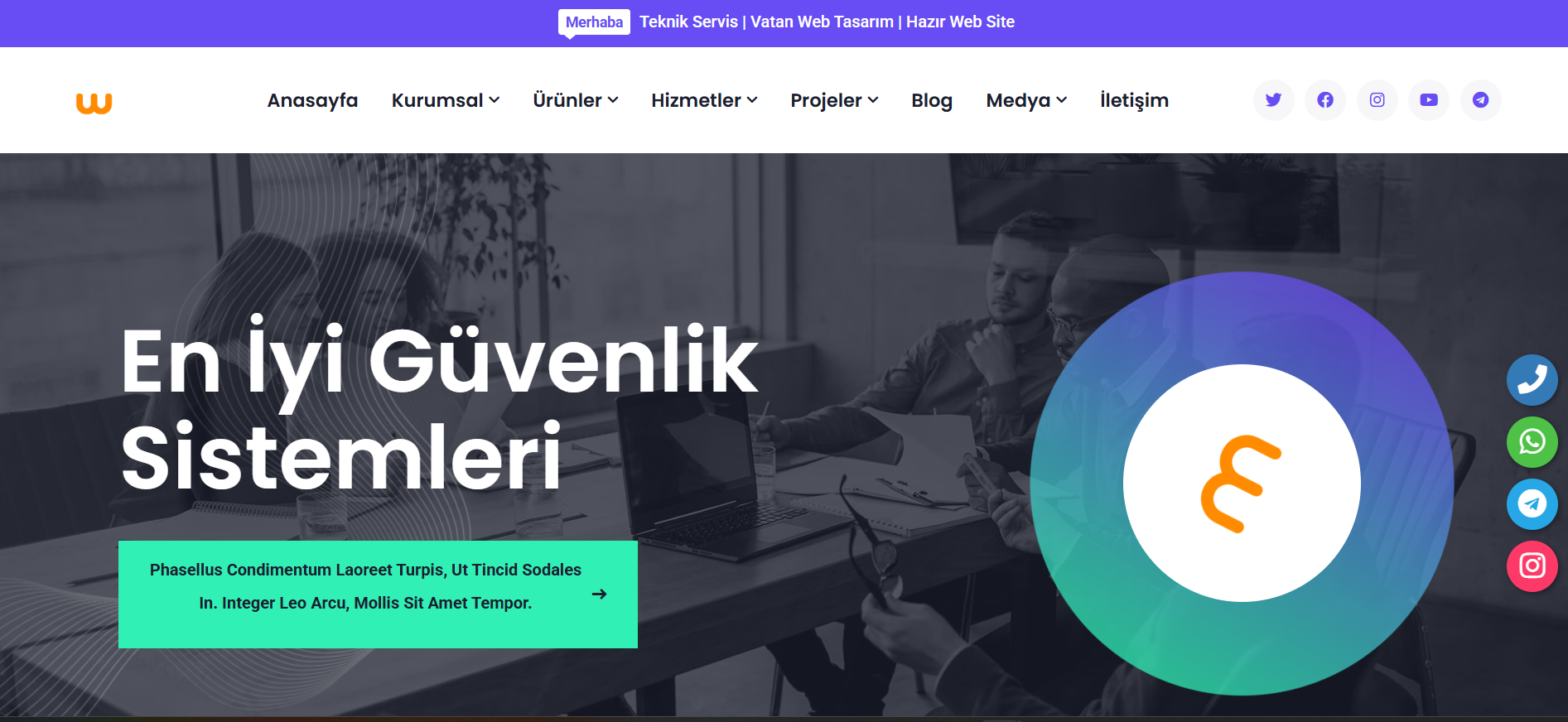 Güvenlik Hazır Web Site Tasarımı V1 ile sitenizin kurumsal kimliğini yansıtan mobil uyumlu bir hale getirerek web sitenizi oluşturalım..